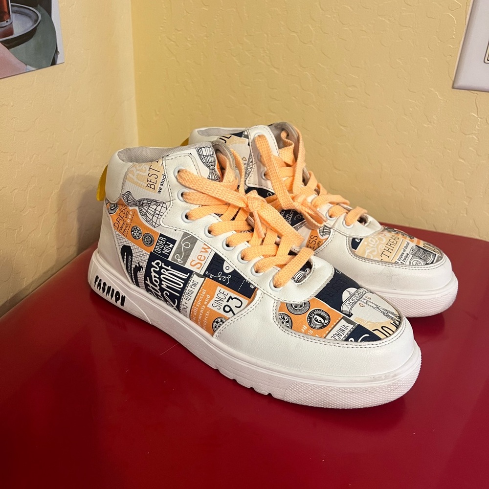 Colorful High-Top Sneakers with Graphic Print